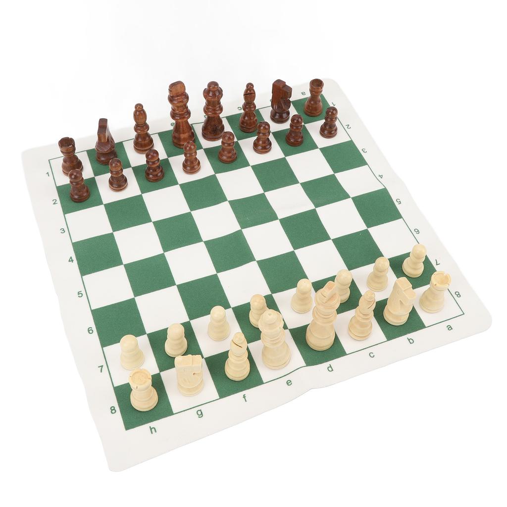 Chess Board Game Set   PU Lther Chess Board Wooden Chess Pieces Portable Chess Set with Storage Bag