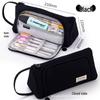 Large Capacity Korean Style Canvas Pencil Case - Multifunctional, Portable Stationery Storage for Students