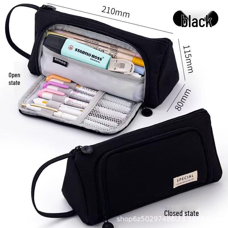 Large Capacity Korean Style Canvas Pencil Case - Multifunctional, Portable Stationery Storage for Students