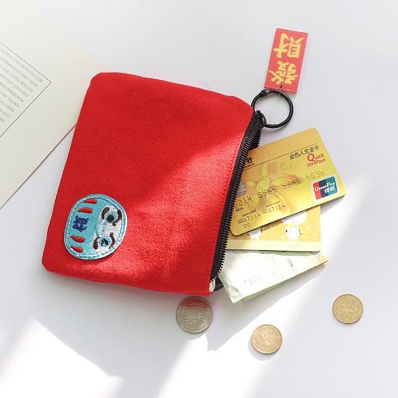 Japanese Lucky Canvas Purse Lucky Charm Trinkets Pendant Good Luck Fortune Wealth Student Coin Bag Ladies Small Wallet