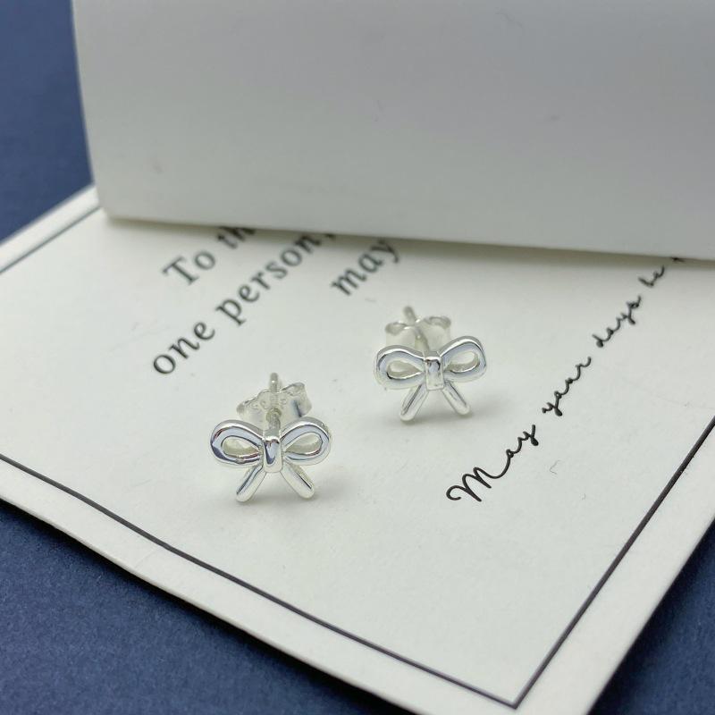 Серьги-бантики из стерлингового серебра S925 - Милые, Миниатюрные, Модные, Универсальные украшения 925 Sterling Silver