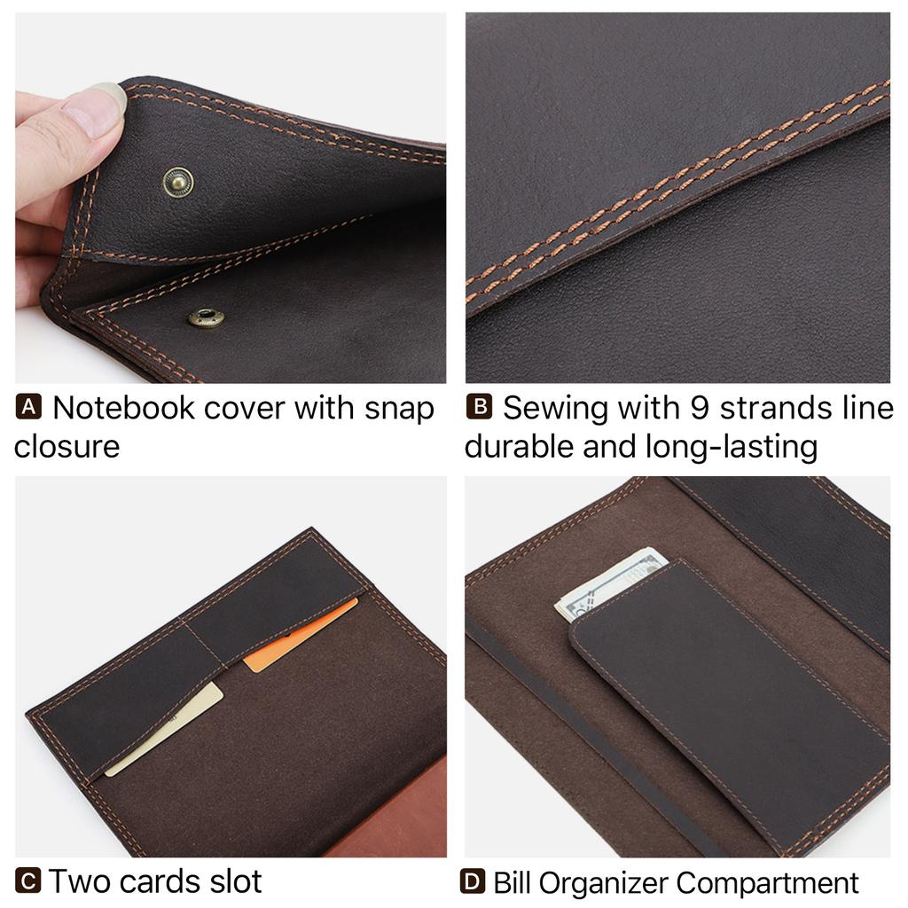 Dropship Handmade Vegetable Tanned Leather A5 Journal Cover With Flap Design Notebook Wallet Customazible Book Sleeve Pouch