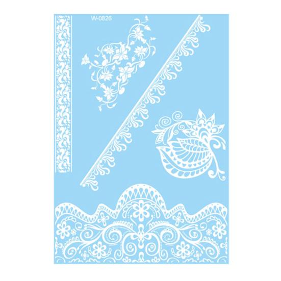 Baizihuahu White Lace Tattoo Sticker for Women, Temporary Face Body Arm, Waterproof Fake Decal Wedding Party Festival