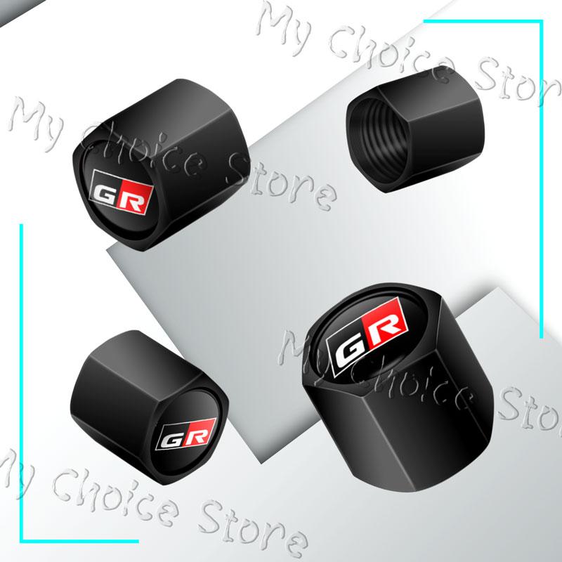 4Pcs/Set GR Sport Logo Car Styling Wheel Tire Valve Air Caps Stem Dustproof Cover For Toyota GR Gazoo Racing Sport Prius Camry