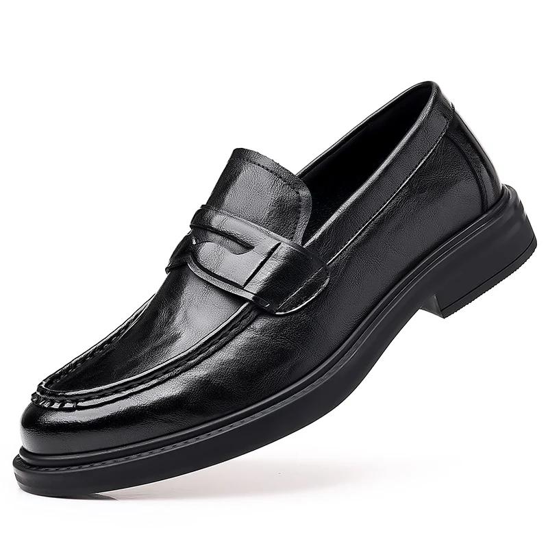Fashion 2024 Luxury Brand Business Leather Shoes Loafers for Men Thick Soled Shoes Man Moccasin Handmade Slip On Dress Shoes Men Party