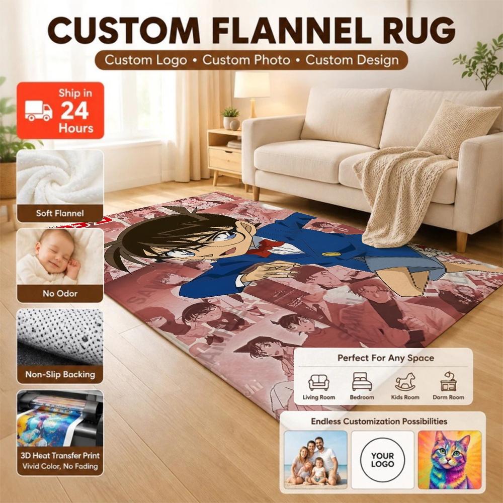 Detective Conan Anime Adventure Patterned Rug Absorbent Nonslip Carpet For Study Reading Area Home Party Decor Christmas Gift