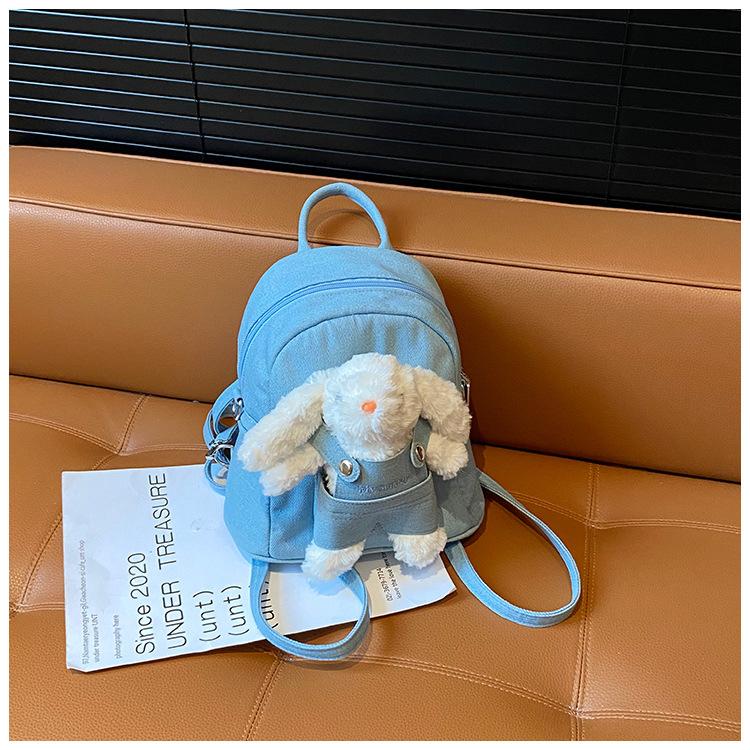 2025 Autumn and Winter New Trend Fashion Versatile Denim Cartoon Backpack Women Travel Cute Rabbit Backpack