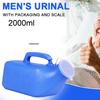 Tragbares Urinal für Männer, 2000 ml Fassungsvermögen, mit Griff und Messskala, für medizinische und persönliche Nutzung, robustes Kunststoffmaterial