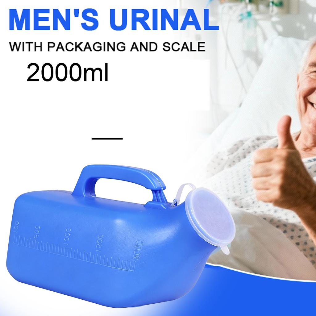 Tragbares Urinal für Männer, 2000 ml Fassungsvermögen, mit Griff und Messskala, für medizinische und persönliche Nutzung, robustes Kunststoffmaterial