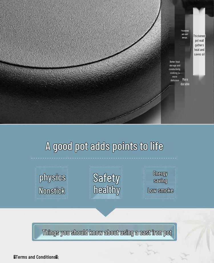 Non-Stick Cast Iron Flat-Bottom Wok - Gas Stove Compatible Pancake and Steak Frying Pan