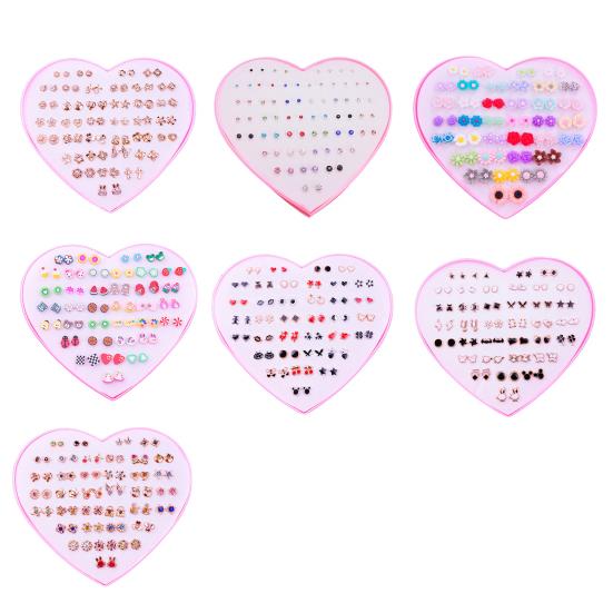 36 par kolczyków damskich w kształcie kolczyków, lśniących, wielokolorowych, z kreskówek, bez uszkodzeń, dekoracyjnych, ze stali nierdzewnej