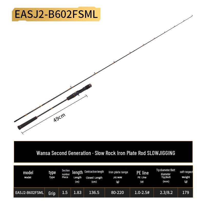 Yikuda Wansa 2nd Gen Lightweight Slow Jigging Rod for Near-Bottom Fishing 1.88m