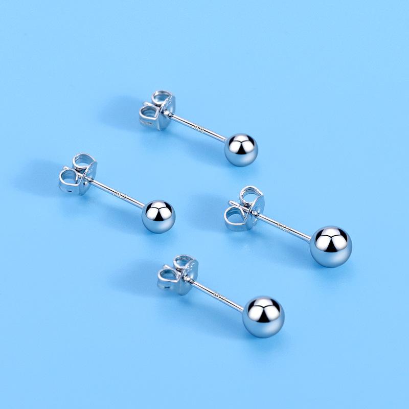 Student Women's Simple Handmade Glossy Round Bead Earrings