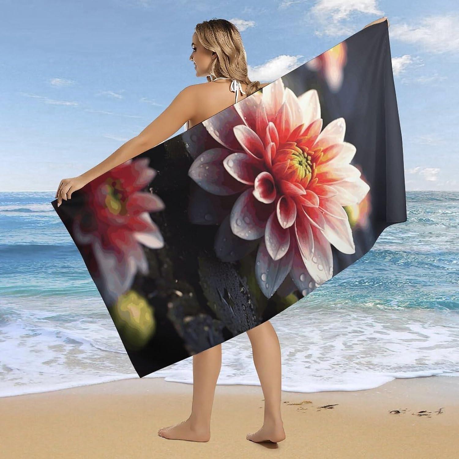 

HD flower pattern Beach Towel for Family stuffs friends Gift Quick-Dry Sand free For Bath Yoga Beach Camping Swimming GYM travel W40*H60(CM)