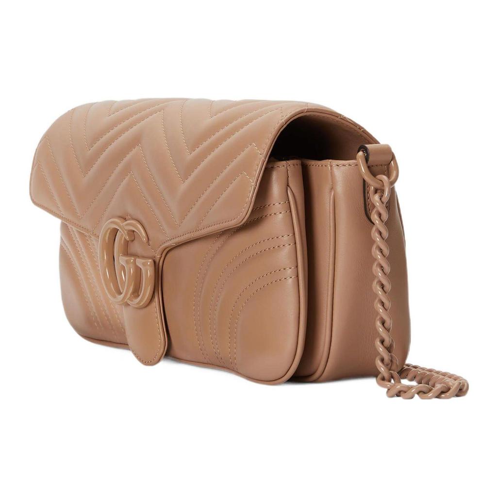 Gucci GG Marmont Quilted Leather Shoulder Bag Beige Gold Hardware Chain Crossbody Handbag for Women Daily Commute Party 734814-DAAAI-2747