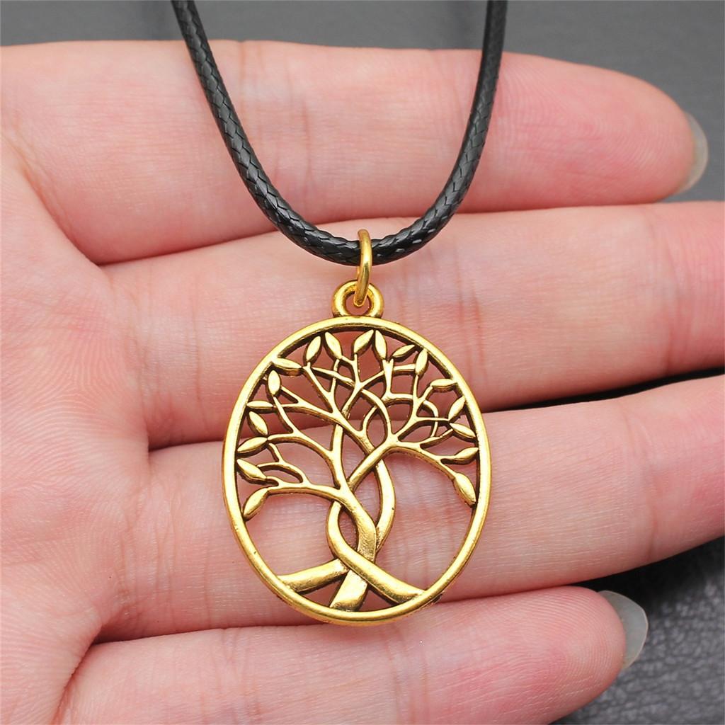 Tree of Life Nature Growth Pendant Antique Bronze Metal Daughter Choker Necklace Trendy Gift
