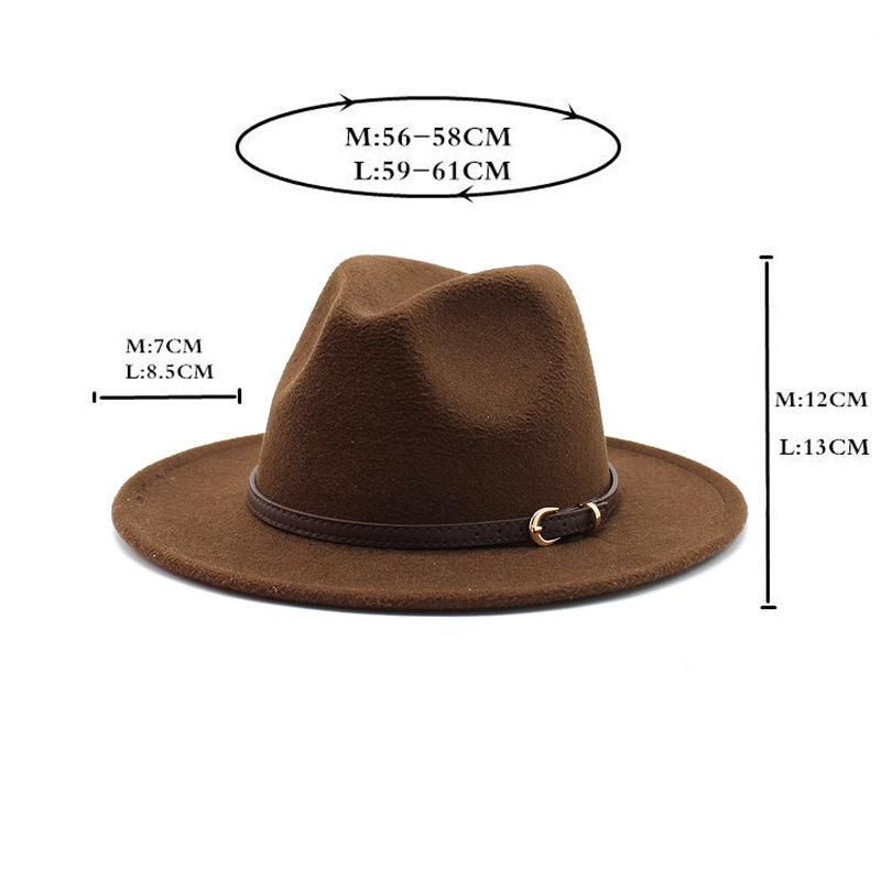 Unisex Wool Felt Fedora Hat for Men Women, Coffee Color Autumn Winter Jazz Cap, European American Fashion Top Hat
