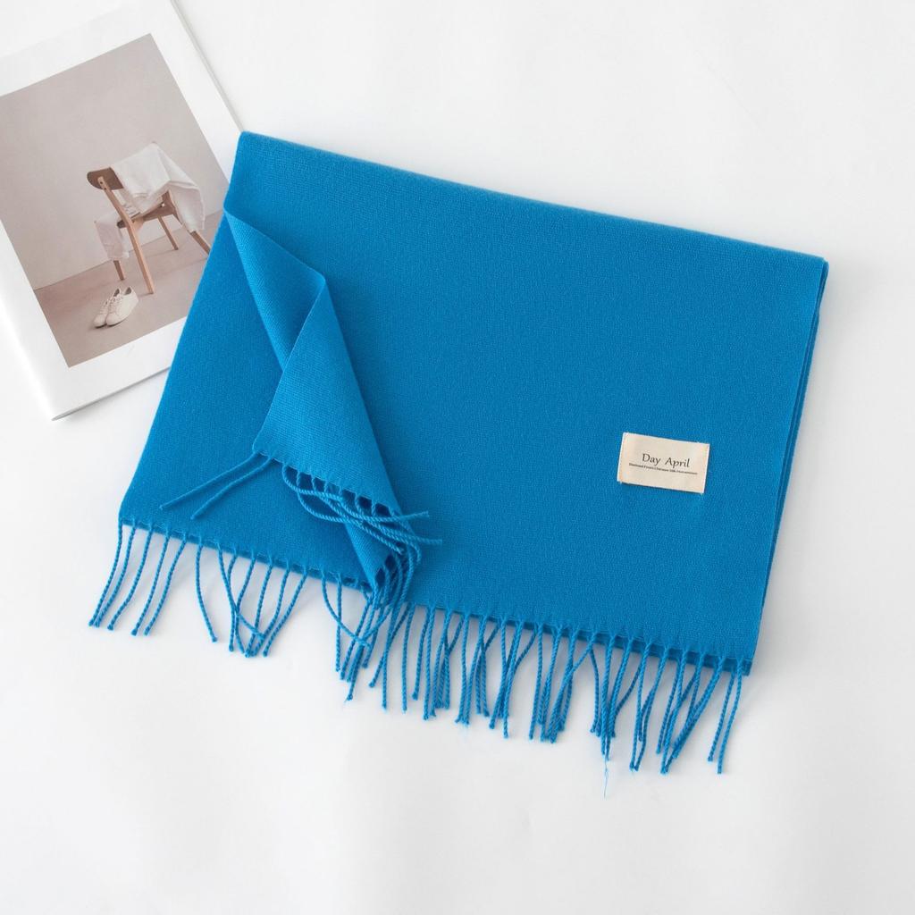 Cashmere Feel Solid Color Scarf for Women Imitation Cashmere Autumn and Winter Atmosphere Korean Style Versatile Mid Length Shawl Scarf