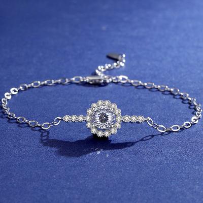 S925 Sterlingsilber Armband für Damen Europäische und Amerikanische Klassische Mode Vielseitig 1 Karat Moissanit Verstellbares Armband
