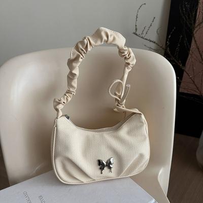 Summer New Beautiful Pleated Portable Shoulder Armpit Bag Butterfly Sweet Temperament Women's Hand Bag