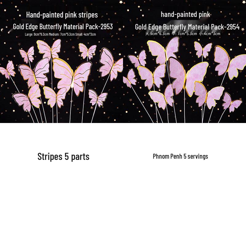 Toppere de tort fluturi roz cu margini aurii - Perfecte pentru sărbătorile de ziua de naștere ale prințeselor