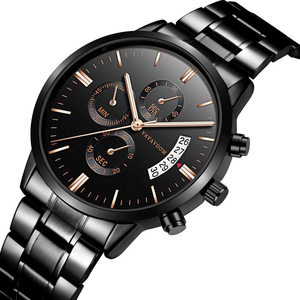 

VA VA VOOM Мужские часы из нержавеющей стали синего, черного и серебристого цвета, деловые, с календарем, кварцевые