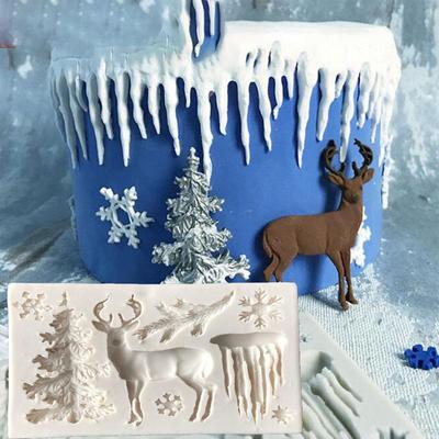 Weihnachtsbaum Elch Schneeflocke Weihnachten Eissäule Silikon Zucker Flipping Form Werkzeug Schokoladenform Tropfkleberform Tonform
