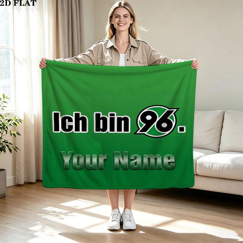 1 Peça Cobertor de Flanela com Padrão de Nome Personalizado do Hannover 96 Adequado para Todas as Estações para Decoração de Casa Calor e Conforto Presentes Presente de Feriado