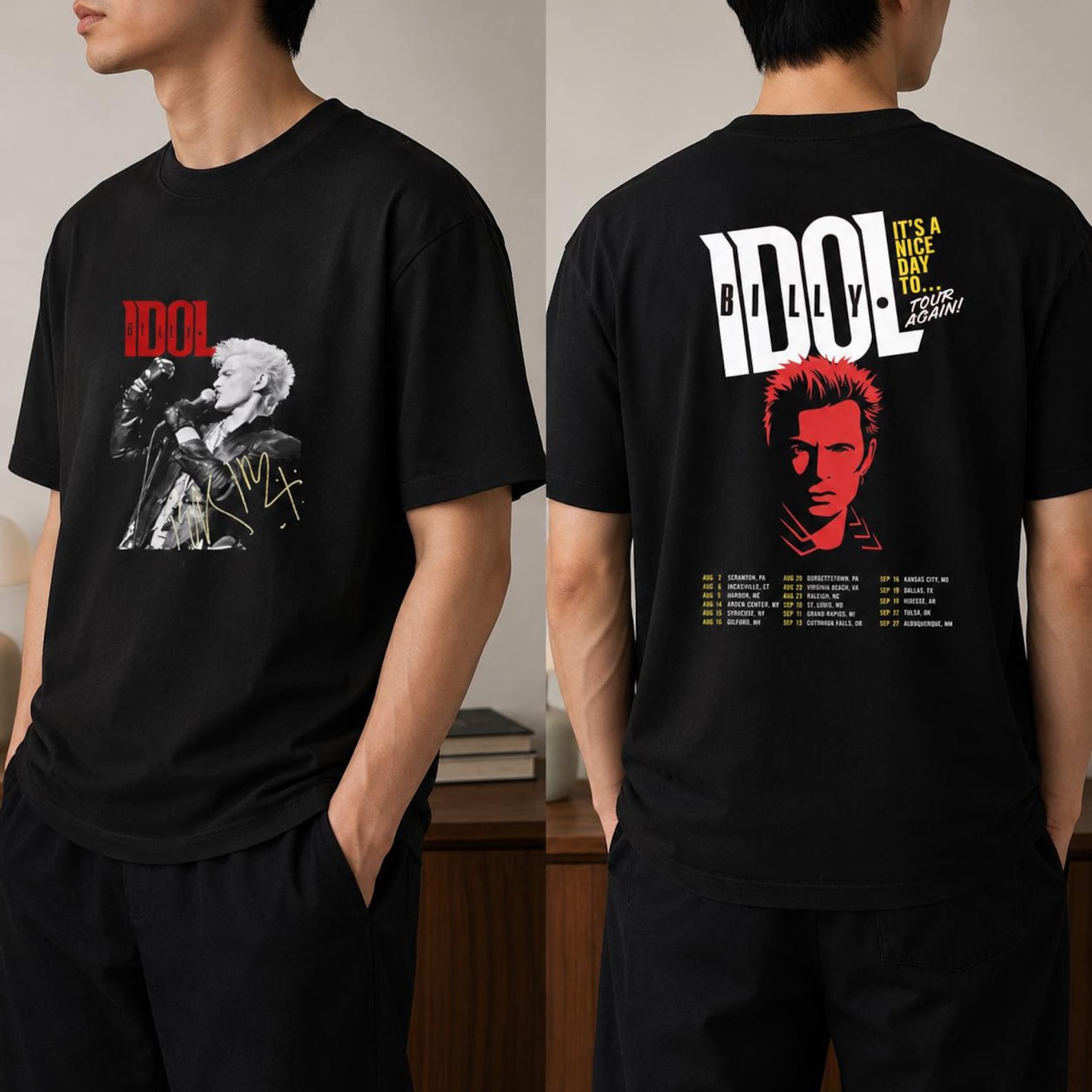 Billy Idol It s Nice Day To Tour Again 2026 Shirt, Billy Idol 2026 Concert, Billy Idol Fan Shirt, Billy Idol Merch, Billy Idol Graphic Tee S
