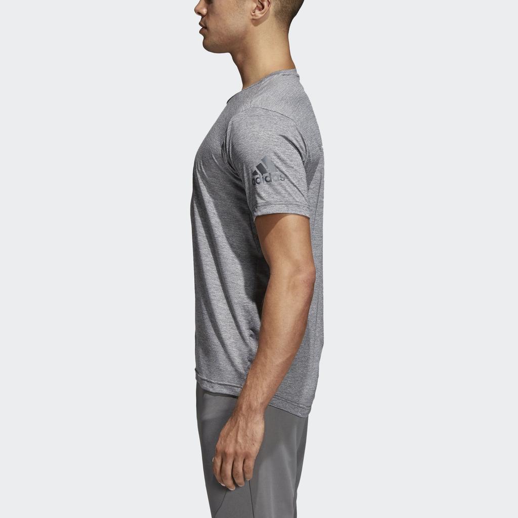Adidas Freelift Texture Lifestyle Series Round Neck Solid Color Comfortable Short Sleeve T-Shirt Men Tops Gray CD9788