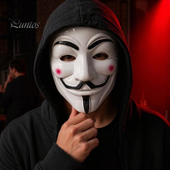 Unique Halloween Accessory Man Face Mask, Adjustable Elastic Strap Costume Full Stylish Festival Mask Anonymous Guy for Hip Hop Dance Parties Cosplay