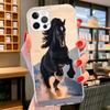 Animal Black Horse Cover Phone Case For iPhone 16 17 Air 15 14 Pro Max 16E Phone Case 13 Mini 12 11 7 SE 8 Print Pattern Fit Cas