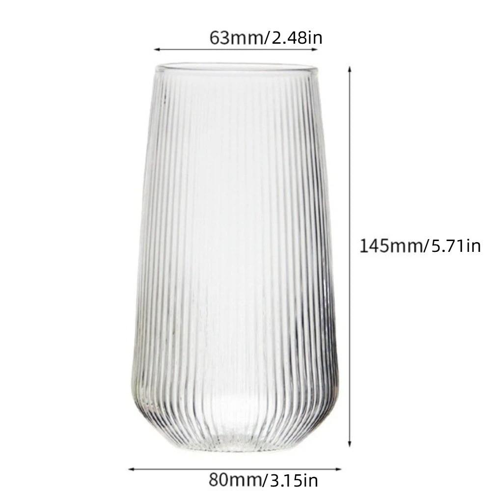 Heat-Resistant Ribbed Glass Cups Vertical Stripes Milk Cup Tea Mug Juice Cup Office