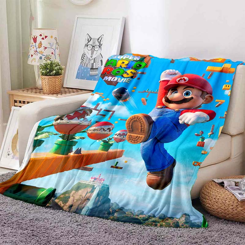 This Creative Super Mario Character Blanket Is Suitable for Use on Beds, in Bedrooms, on Sofas, Picnics, and Other Occasions. 75x90cm
