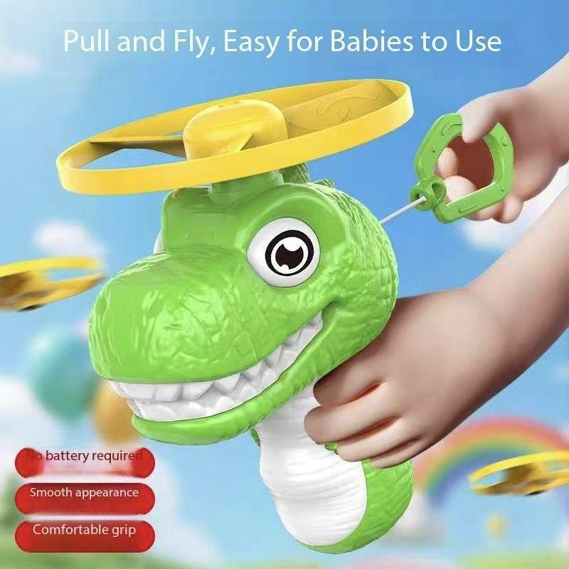 Non-Toxic Childrens Dinosaur Bamboo Dragonfly Toy Hand Pulled Flying Disc Frisbee Spinning Flying Parent Child Outdoor Interaction Toy