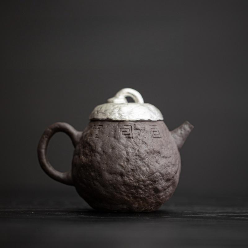 Black Gilded Silver  Japanese Style  Teapot Kettle Coarse pottery Tea Making Device Tea Infuser Tea Kettle Chinese Small Pot