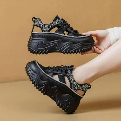 Weißer Freizeitschuh mit dicker Sohle zur Absatzsteigerung für Damen, Frühling und Sommer, Leichte Daddy Shoes