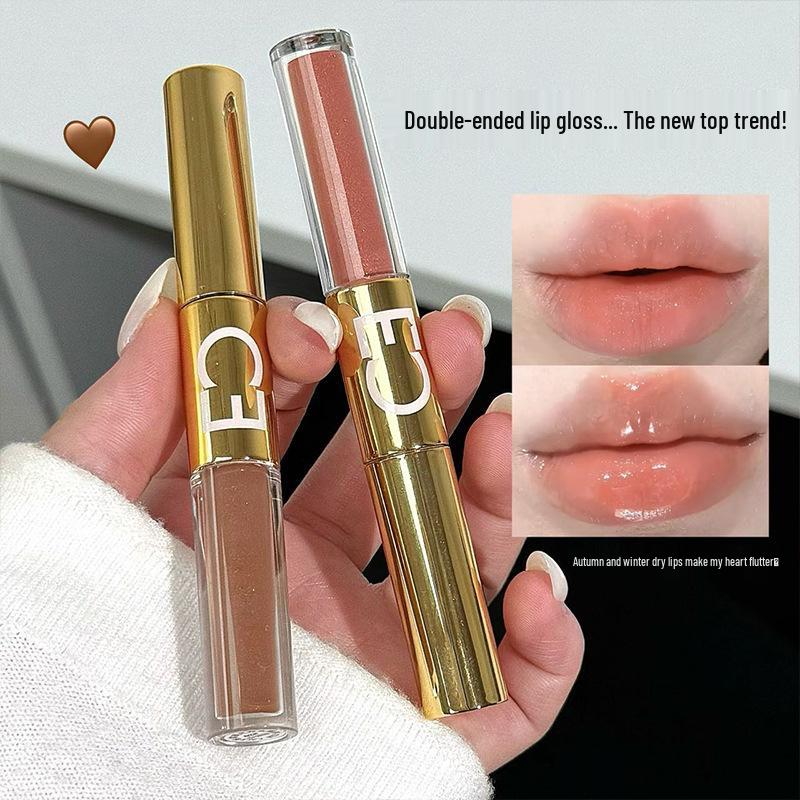CACE Double-Ended Lip Gloss: Matte Lip Mud & Transparent Lip Oil for a Cool, Glossy Finish