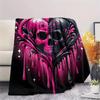 Skull and Love Print Flannel Blanket,High quality Comfortable for All Seasons,Home Decor,Warmth and Comfort,Perfect for Christmas Gifts
