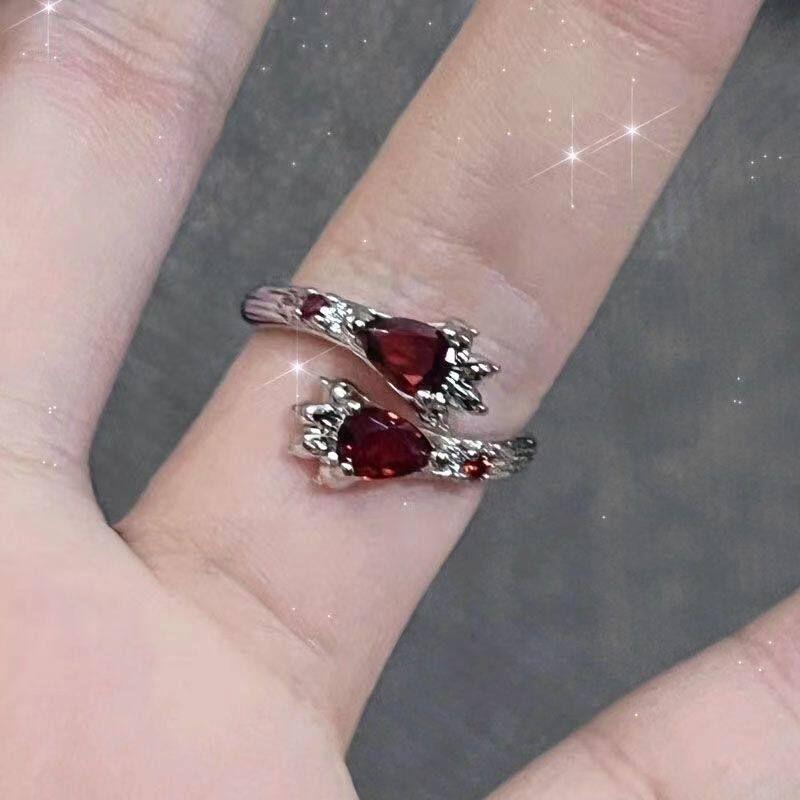 European and American Punk Cross Butterfly Personalized Open Ring Women Fashion Sweet Cool Gyaru Neutral Style Unique Index Ring Cat Paw Tail Adjustable opening