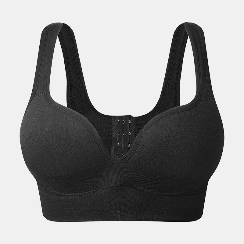 Women s V-Neck Push-Up Sports Bra with Rear-Hook and Wide Straps - White M