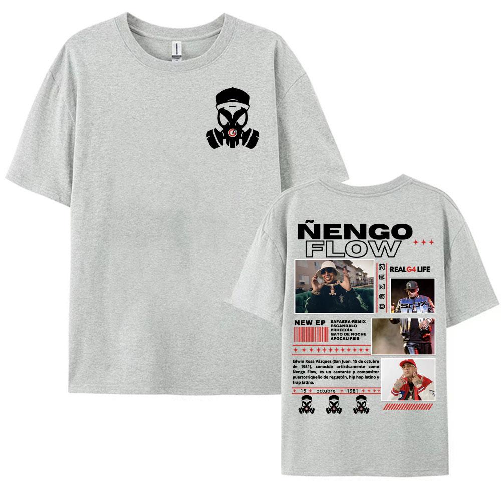 Rapper Nengo Flow Real G4 Life Tour Grafik T-Shirt Herren Damen Vintage Hip Hop Popmusik T-Shirt Mode Oversized Baumwoll-T-Shirt
