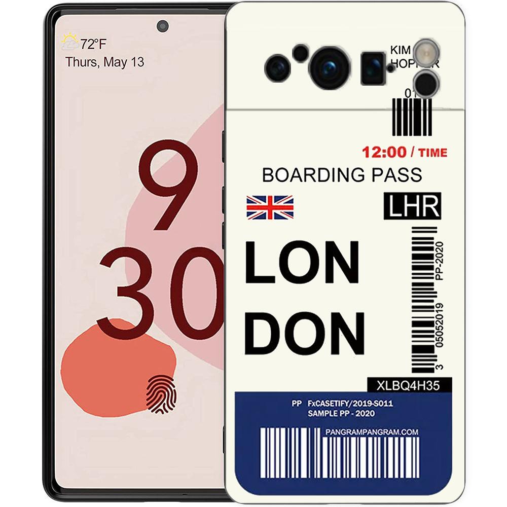 

World City Travel Ticket New York London Label Phone Case For Google Pixel 9 8 7 6 Pro XL 8A 7A 6A TPU Shell Shockproof Cover Pixel 7A