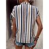 GMXIA Women's Fashion Casual Leisure Summer Stripe Print Short Sleeve V-Neck Blouses & Shirts