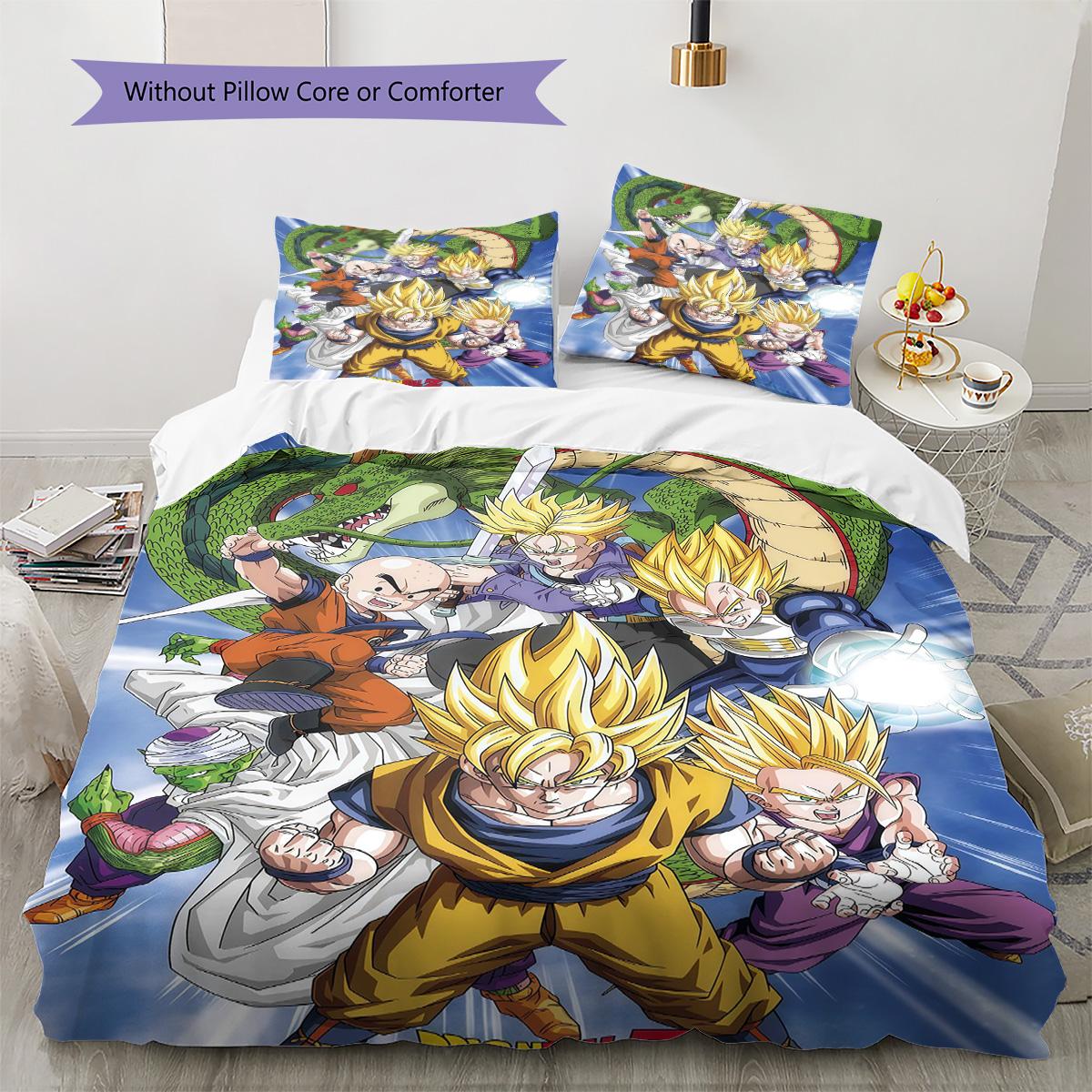 

Dragon Ball Fashion Bedding Set Soft Microfiber Duvet Cover Pillowcases Trendy for Bedroom Decor 135x200cm