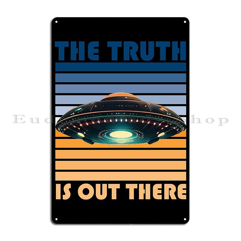 XFilesUFOVintageTinSign X Files Metal Tin Sign - "The Truth Is Out There" Retro UFO Aliens Design, Pub/Rusty Wall Decor
