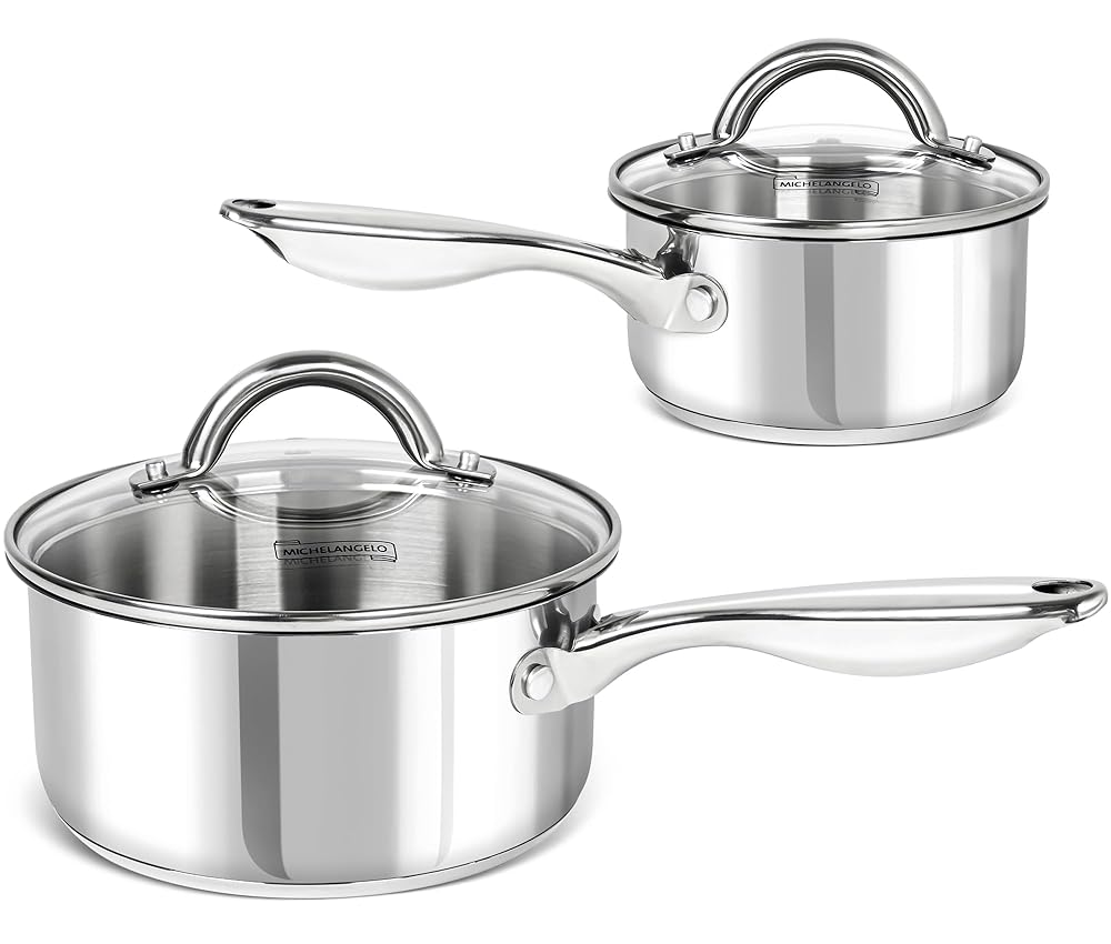 MICHELANGELO Stainless Steel Soup Pot Set 304 Food Grade Stainless Steel Suitable for All Cookers Including Induction Cookers