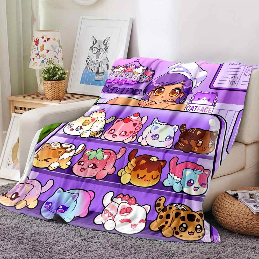 Coperta Stampata a Tema Aphmau con Nome Personalizzato - Perfetta per Divano, Letto, Viaggi e Uso Esterno | Lavabile in Lavatrice, Accogliente e Resistente.