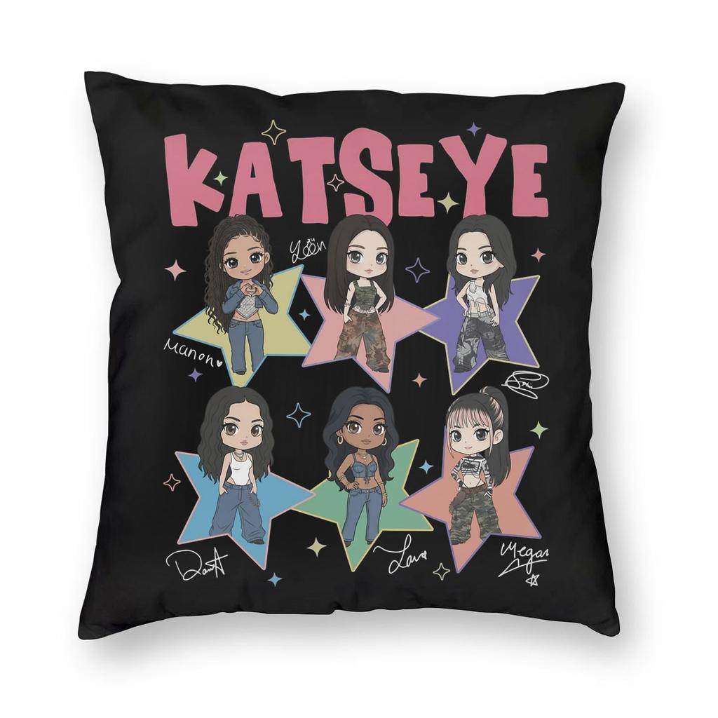 Katseye Kpop Style Girl Group Pillowcase Printing Polyester Cushion Cover Decoration Throw Pillow Case Cover Home Dropshipping 40*40Cm