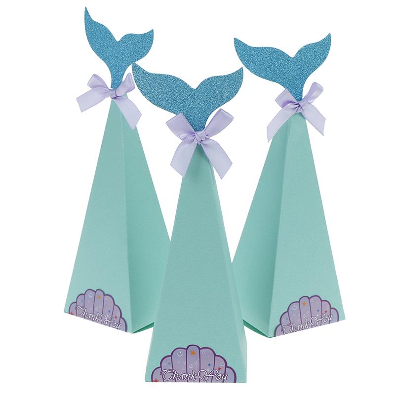 10Pcs Mermaid Gift Boxes Sweet Paper Candy Box Mermaid Birthday Party ...